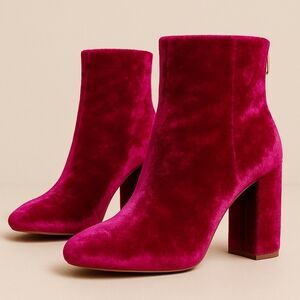 JOIE Saleema Velvet Block Heel Ankle Booties – Pink – Size EUR 37 / US 6.5 NWOB